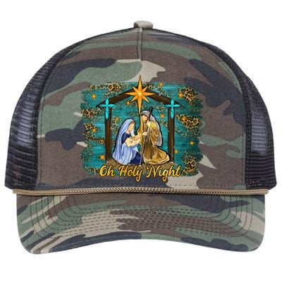 Beautiful Nativity Scene Jesus Christmas Graphic Gift Retro Rope Trucker Hat Cap