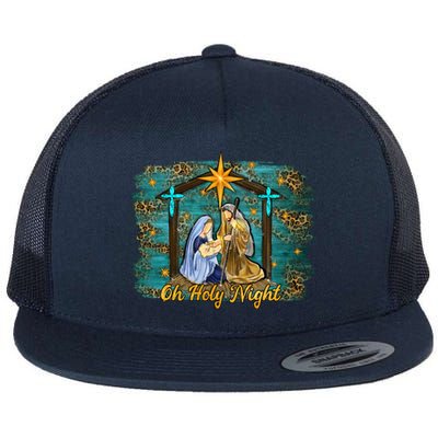 Beautiful Nativity Scene Jesus Christmas Graphic Gift Flat Bill Trucker Hat