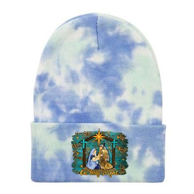 Beautiful Nativity Scene Jesus Christmas Graphic Gift Tie Dye 12in Knit Beanie