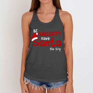 Be Naughty Save Santa The Trip Women's Knotted Racerback Tank