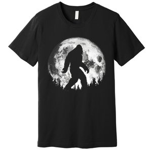 Bigfoot Night Stroll! Cool Full Moon Night & Trees Sasquatch Premium T-Shirt