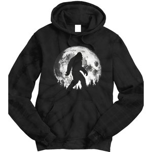 Bigfoot Night Stroll! Cool Full Moon Night & Trees Sasquatch Tie Dye Hoodie