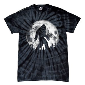 Bigfoot Night Stroll! Cool Full Moon Night & Trees Sasquatch Tie-Dye T-Shirt