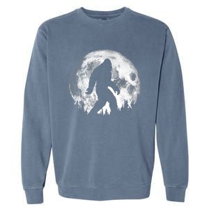 Bigfoot Night Stroll! Cool Full Moon Night & Trees Sasquatch Garment-Dyed Sweatshirt