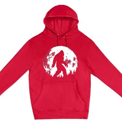 Bigfoot Night Stroll! Cool Full Moon Night & Trees Sasquatch Premium Pullover Hoodie