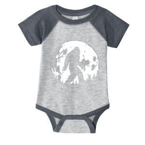 Bigfoot Night Stroll! Cool Full Moon Night & Trees Sasquatch Infant Baby Jersey Bodysuit