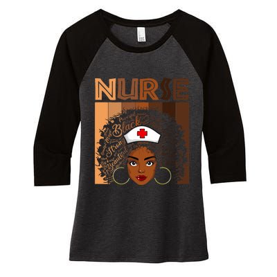 Black Nurse Shirts For Women Girl African Melanin Nursing Women's Tri-Blend 3/4-Sleeve Raglan Shirt