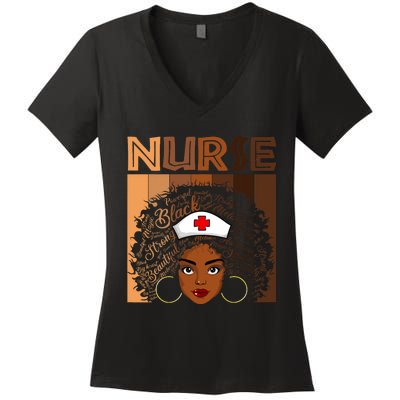 Black Nurse Shirts For Women Girl African Melanin Nursing Women's V-Neck T-Shirt