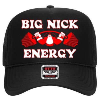 Big Nick Santa Claus Energy Weight Lifting Bodybuilding Xmas High Crown Mesh Back Trucker Hat