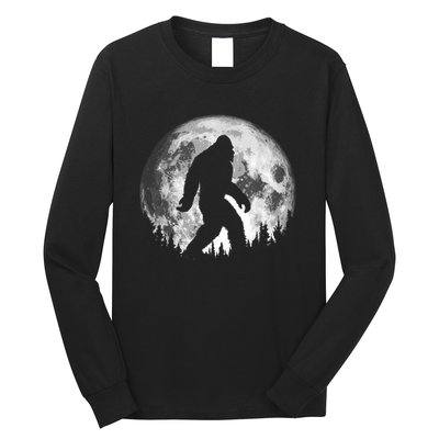 Bigfoot Night Stroll! Cool Full Moon & Trees Sasquatch Long Sleeve Shirt