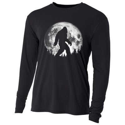 Bigfoot Night Stroll! Cool Full Moon & Trees Sasquatch Cooling Performance Long Sleeve Crew