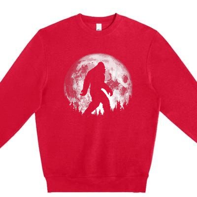 Bigfoot Night Stroll! Cool Full Moon & Trees Sasquatch Premium Crewneck Sweatshirt