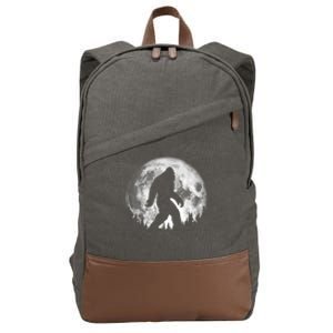 Bigfoot Night Stroll! Cool Full Moon & Trees Sasquatch Cotton Canvas Backpack