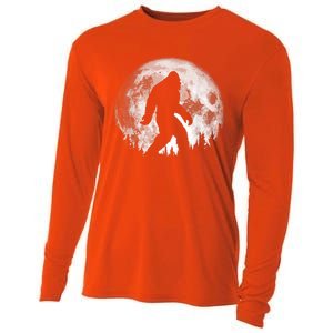 Bigfoot Night Stroll! Cool Full Moon & Trees Sasquatch Cooling Performance Long Sleeve Crew