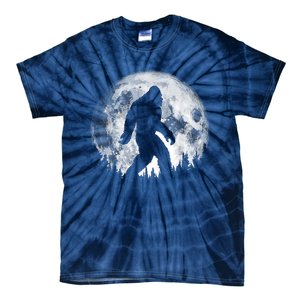 Bigfoot Night Stroll! Cool Full Moon & Trees Sasquatch Tie-Dye T-Shirt