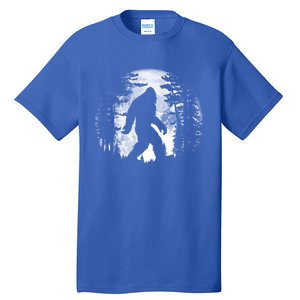 Bigfoot Night Stroll Cool Full Moon And Tree Tunnel Sasquatch Meaningful Gift Tall T-Shirt