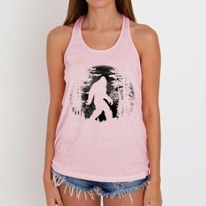 Bigfoot Night Stroll Cool Full Moon And Tree Tunnel Sasquatch Meaningful Gift Women's Knotted Racerback Tank