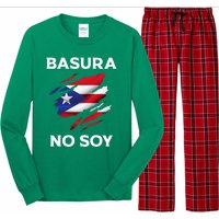 Basura No Soy Puerto Rico Flag Boricua Long Sleeve Pajama Set