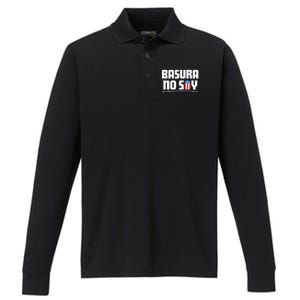 Basura No Soy Puerto Rico Flag Boricua Performance Long Sleeve Polo