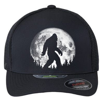 Bigfoot Night Stroll! Cool Full Moon And Trees Sasquatch Cute Gift Flexfit Unipanel Trucker Cap