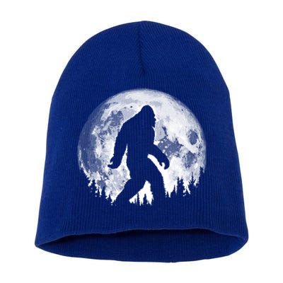 Bigfoot Night Stroll! Cool Full Moon And Trees Sasquatch Cute Gift Short Acrylic Beanie