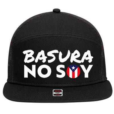 Basura No Soy Puerto Rico Flag IM Not Garbage Spanish 2024 7 Panel Mesh Trucker Snapback Hat