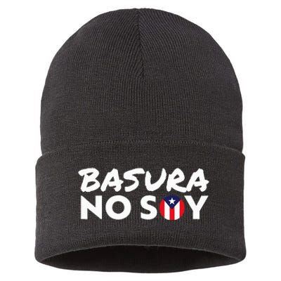 Basura No Soy Puerto Rico Flag IM Not Garbage Spanish 2024 Sustainable Knit Beanie