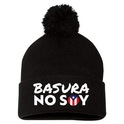 Basura No Soy Puerto Rico Flag IM Not Garbage Spanish 2024 Pom Pom 12in Knit Beanie