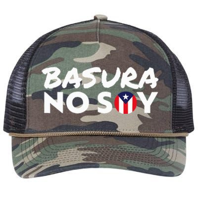 Basura No Soy Puerto Rico Flag IM Not Garbage Spanish 2024 Retro Rope Trucker Hat Cap