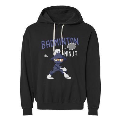 Badminton Ninja Shuttlecock Boy Badminton Garment-Dyed Fleece Hoodie