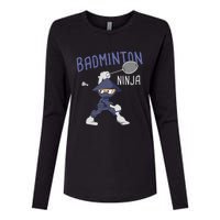 Badminton Ninja Shuttlecock Boy Badminton Womens Cotton Relaxed Long Sleeve T-Shirt