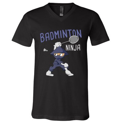 Badminton Ninja Shuttlecock Boy Badminton V-Neck T-Shirt