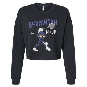 Badminton Ninja Shuttlecock Boy Badminton Cropped Pullover Crew