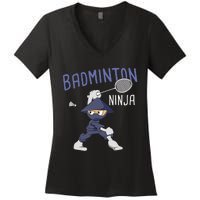 Badminton Ninja Shuttlecock Boy Badminton Women's V-Neck T-Shirt