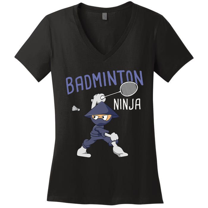 Badminton Ninja Shuttlecock Boy Badminton Women's V-Neck T-Shirt