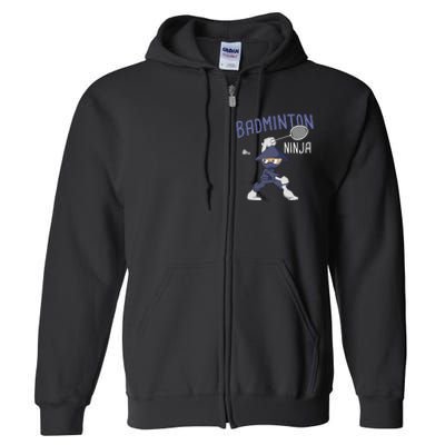 Badminton Ninja Shuttlecock Boy Badminton Full Zip Hoodie