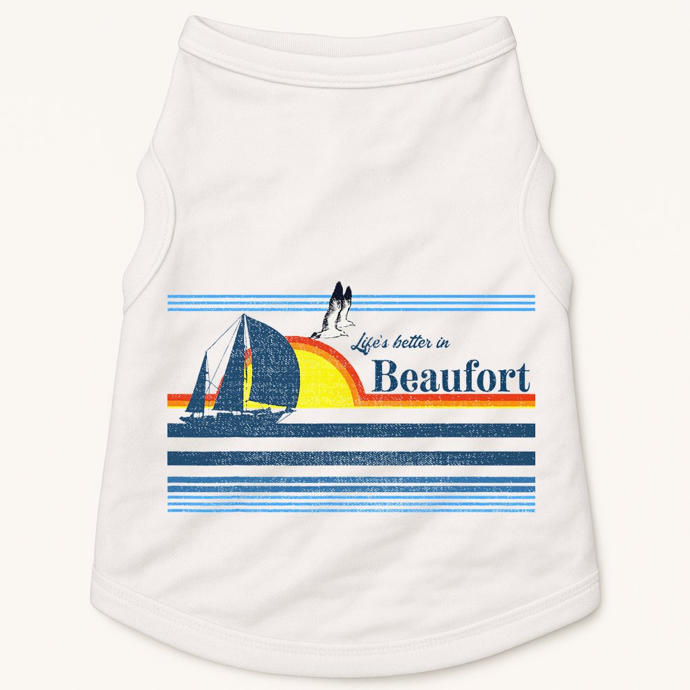 Beaufort North South Carolina NC SC Gift Beach Retro Vintage Doggie Tank
