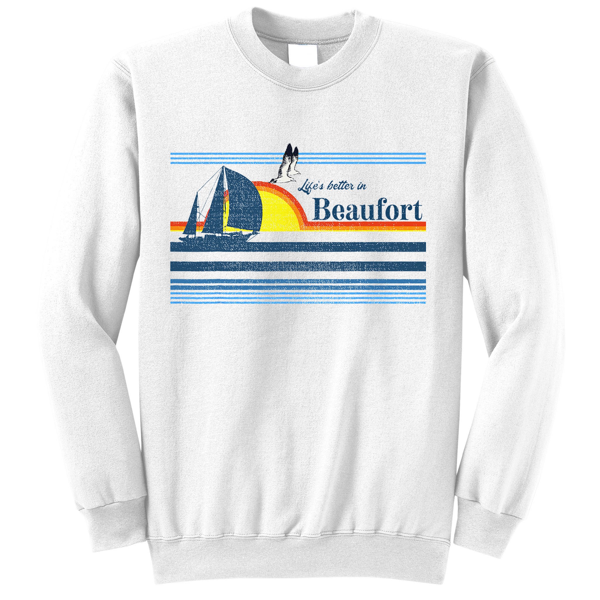 Beaufort North South Carolina NC SC Gift Beach Retro Vintage Sweatshirt