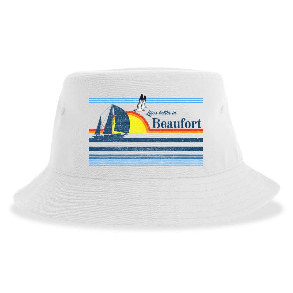 Beaufort North South Carolina NC SC Gift Beach Retro Vintage Sustainable Bucket Hat