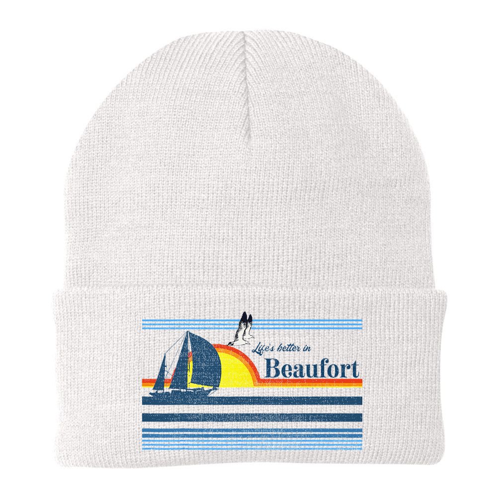 Beaufort North South Carolina NC SC Gift Beach Retro Vintage Beanie