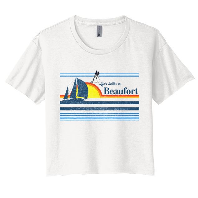 Beaufort North South Carolina NC SC Gift Beach Retro Vintage Crop Top