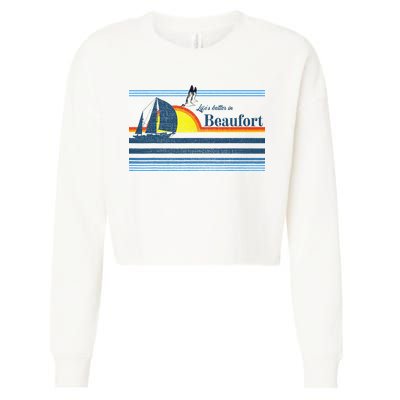Beaufort North South Carolina NC SC Gift Beach Retro Vintage Cropped Pullover Crew