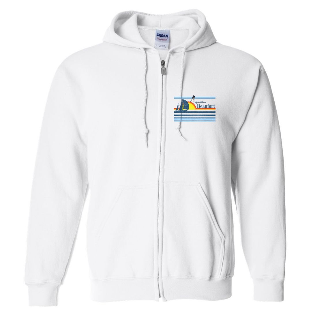 Beaufort North South Carolina NC SC Gift Beach Retro Vintage Full Zip Hoodie