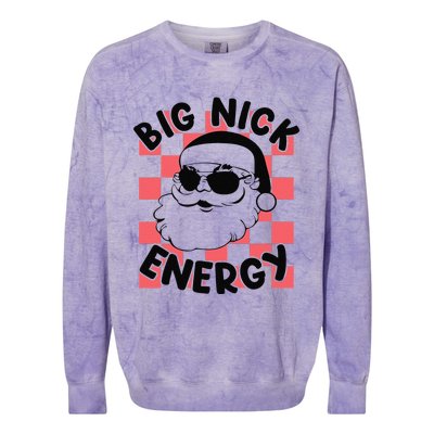 Big Nick Santa Energy Funny Retro Groovy Funny Christmas Colorblast Crewneck Sweatshirt