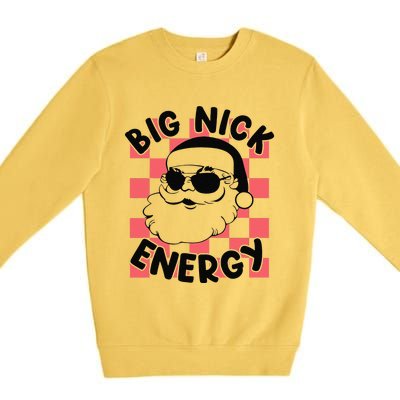 Big Nick Santa Energy Funny Retro Groovy Funny Christmas Premium Crewneck Sweatshirt