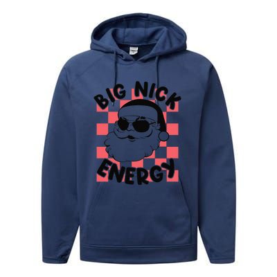 Big Nick Santa Energy Funny Retro Groovy Funny Christmas Performance Fleece Hoodie