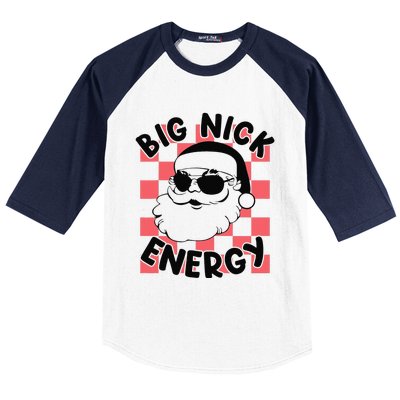 Big Nick Santa Energy Funny Retro Groovy Funny Christmas Baseball Sleeve Shirt