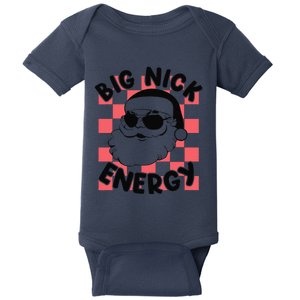 Big Nick Santa Energy Funny Retro Groovy Funny Christmas Baby Bodysuit