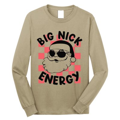 Big Nick Santa Energy Funny Retro Groovy Funny Christmas Long Sleeve Shirt