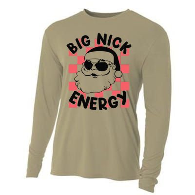 Big Nick Santa Energy Funny Retro Groovy Funny Christmas Cooling Performance Long Sleeve Crew